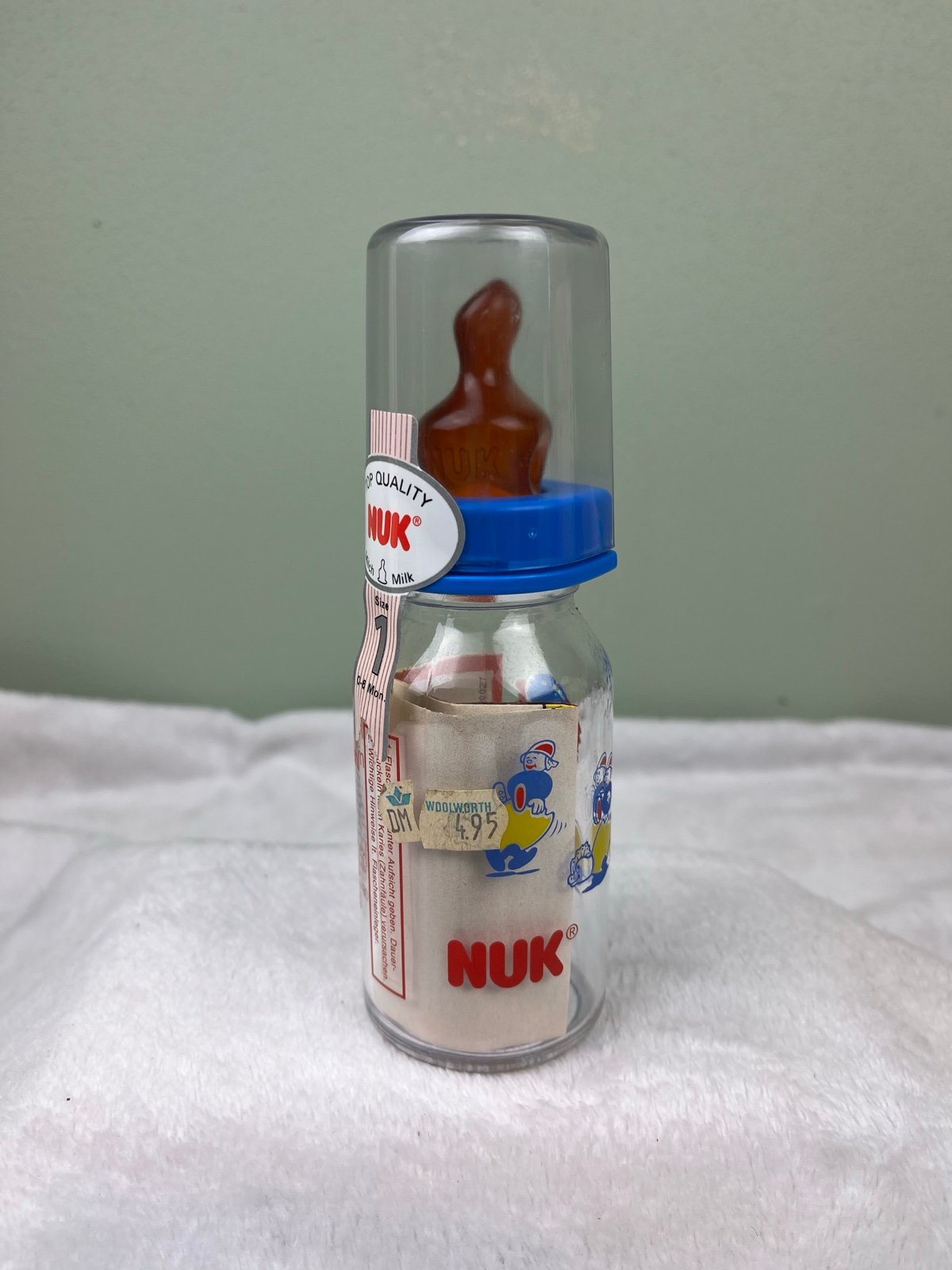 Vintage NUK Brand Glass Baby Bottle Nukolino Collection GERMANY 4oz Size 1 RARE
