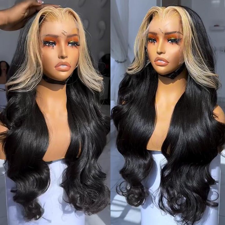 human hair blended lace front wig
