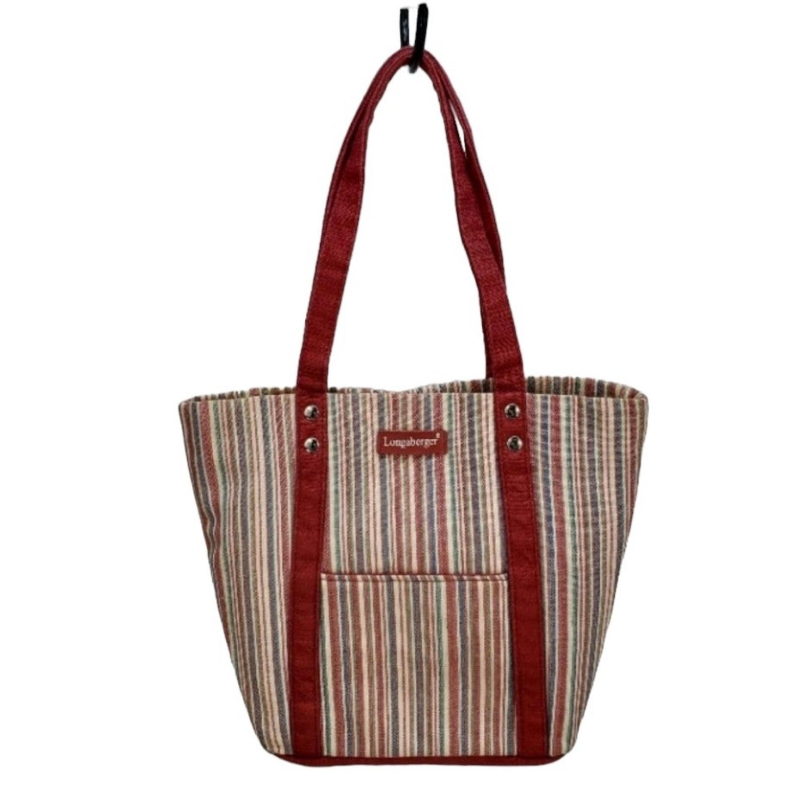 Longaberger Homestead Small Striped Canvas Tote Bag