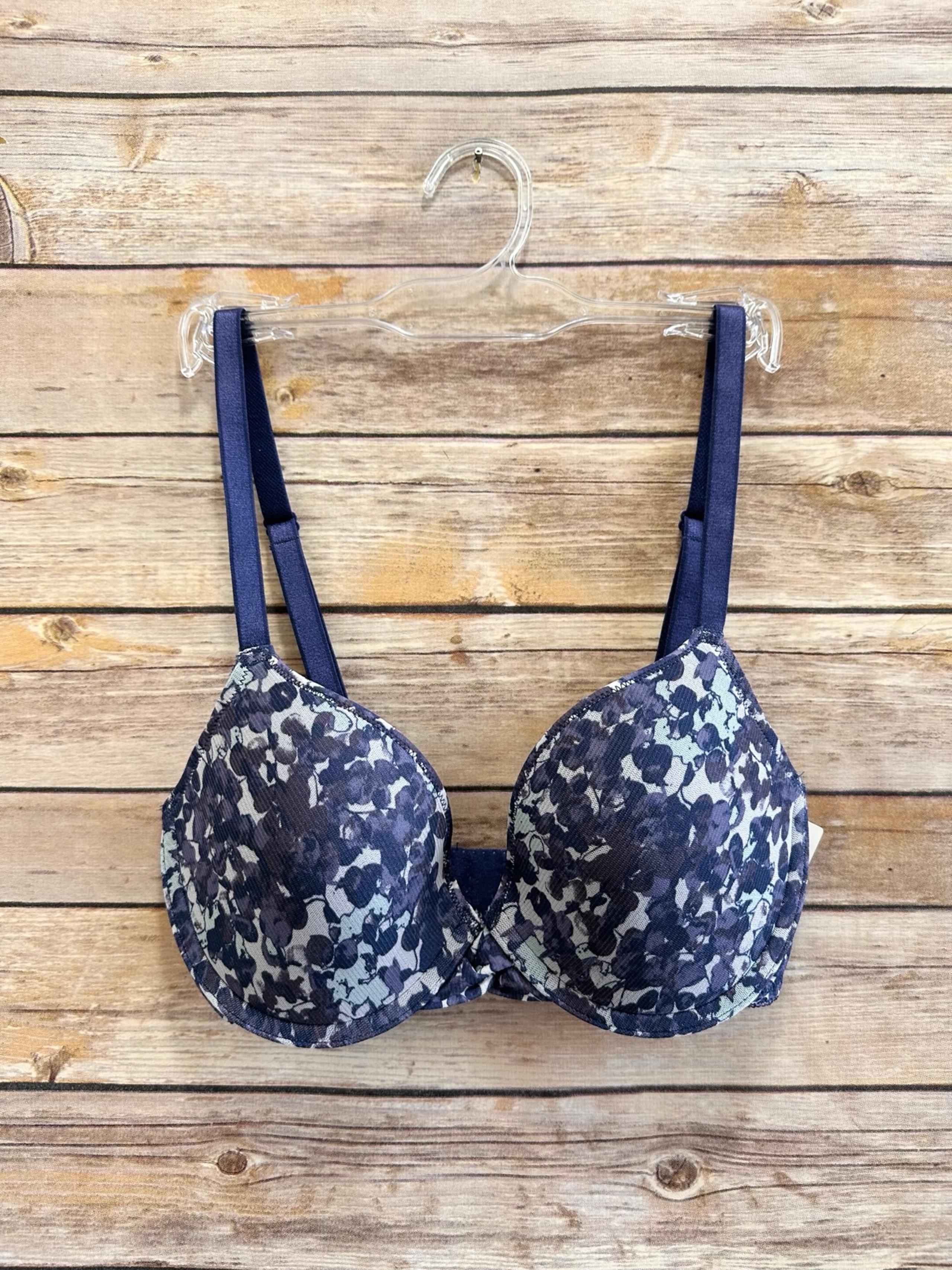 On Gossamer Blue Triple Mesh Bump It Up Push Up Bra Size 32D NWT