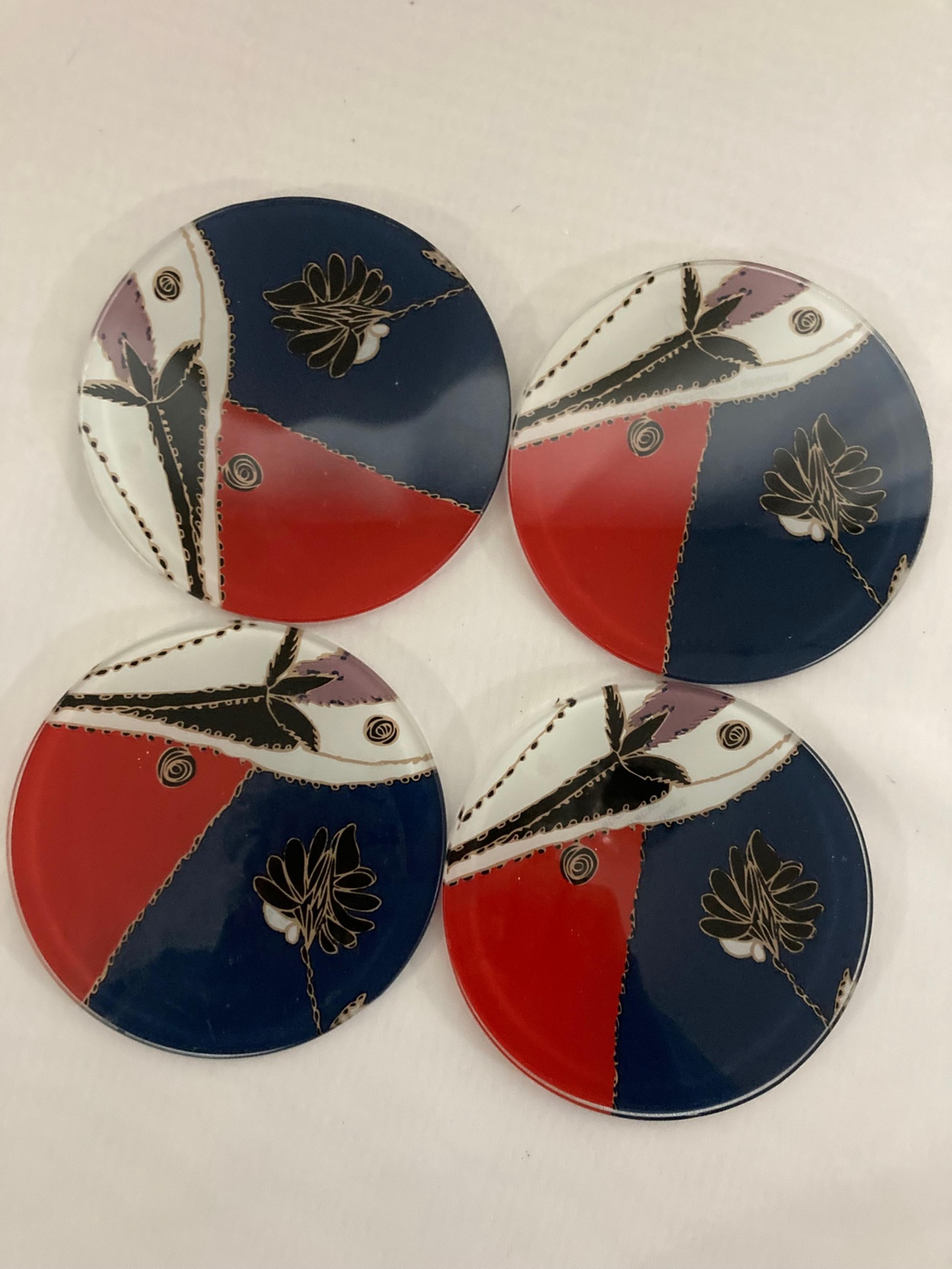Coasters Set of 4 Red, White and Blue - Diane von Furstenberg
