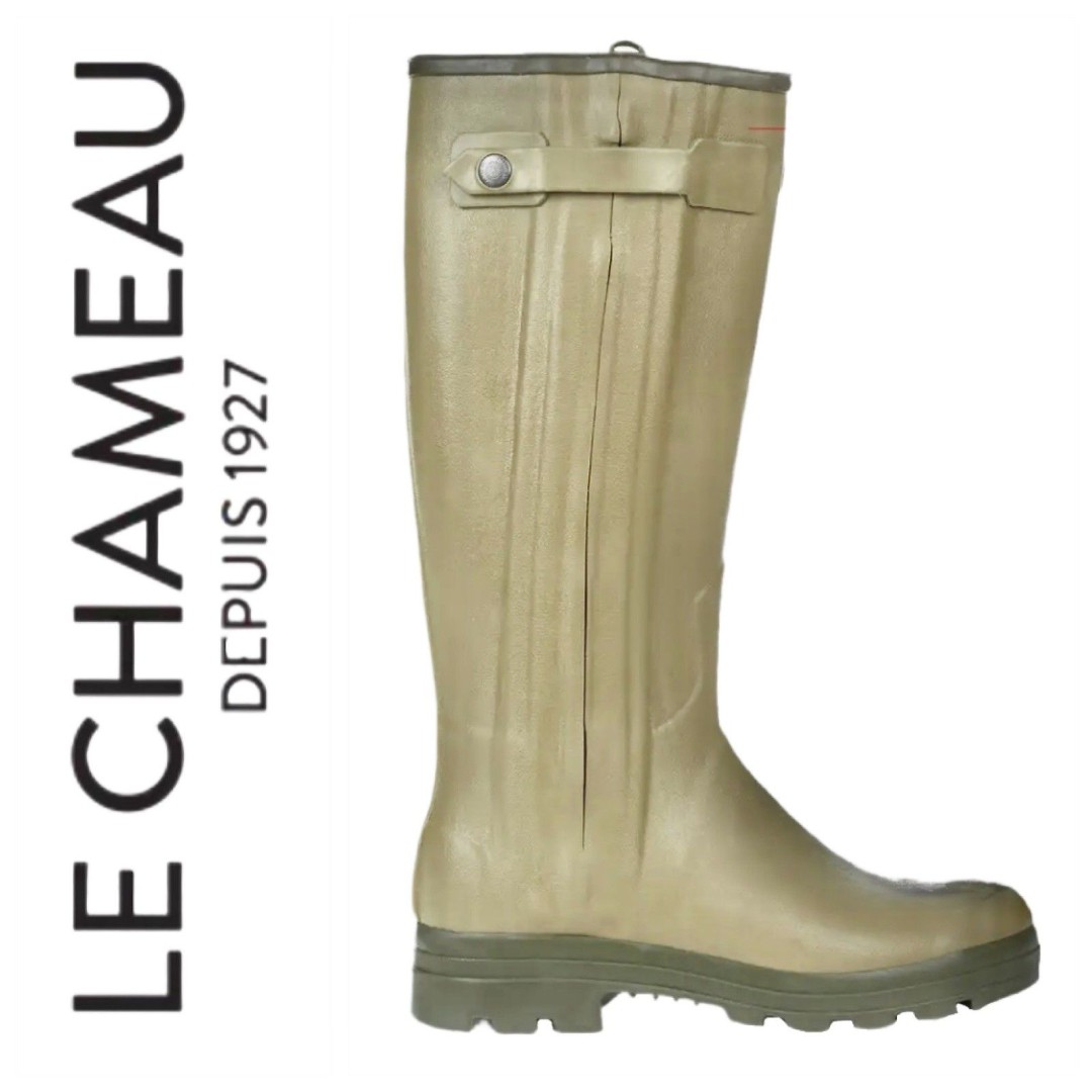 Men's Le Chameau Chasseur Leather Lined Rubber All-Weather Boots 44 US11
