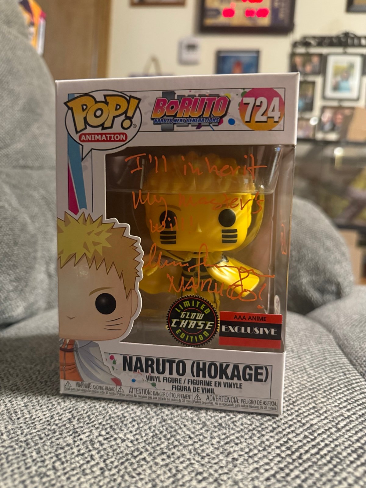 AUTOGRAPHED Naruto Funko Pop 724 CHASE SIGNED by Maile Flanagan with quote, dood