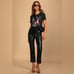 LULUS Black Maximum Chic Black Vegan Leather Cropped Flare Pants Small