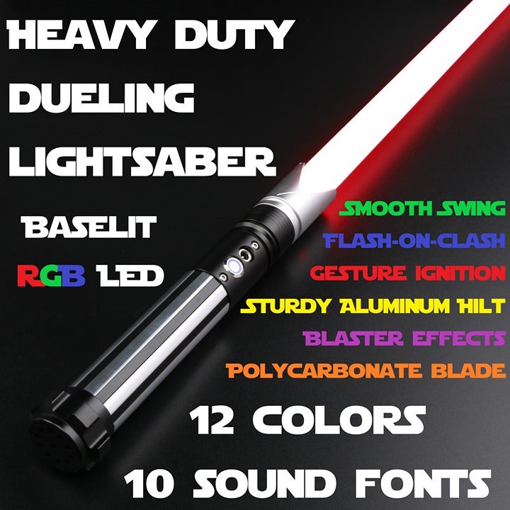 Lightsaber FX Battle-Ready Dueling Saber Black Handle Smooth Swing 12 Colors