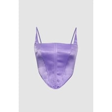 Corset Cami Top Zip Back Silky Lilac Bright Purple Size 4