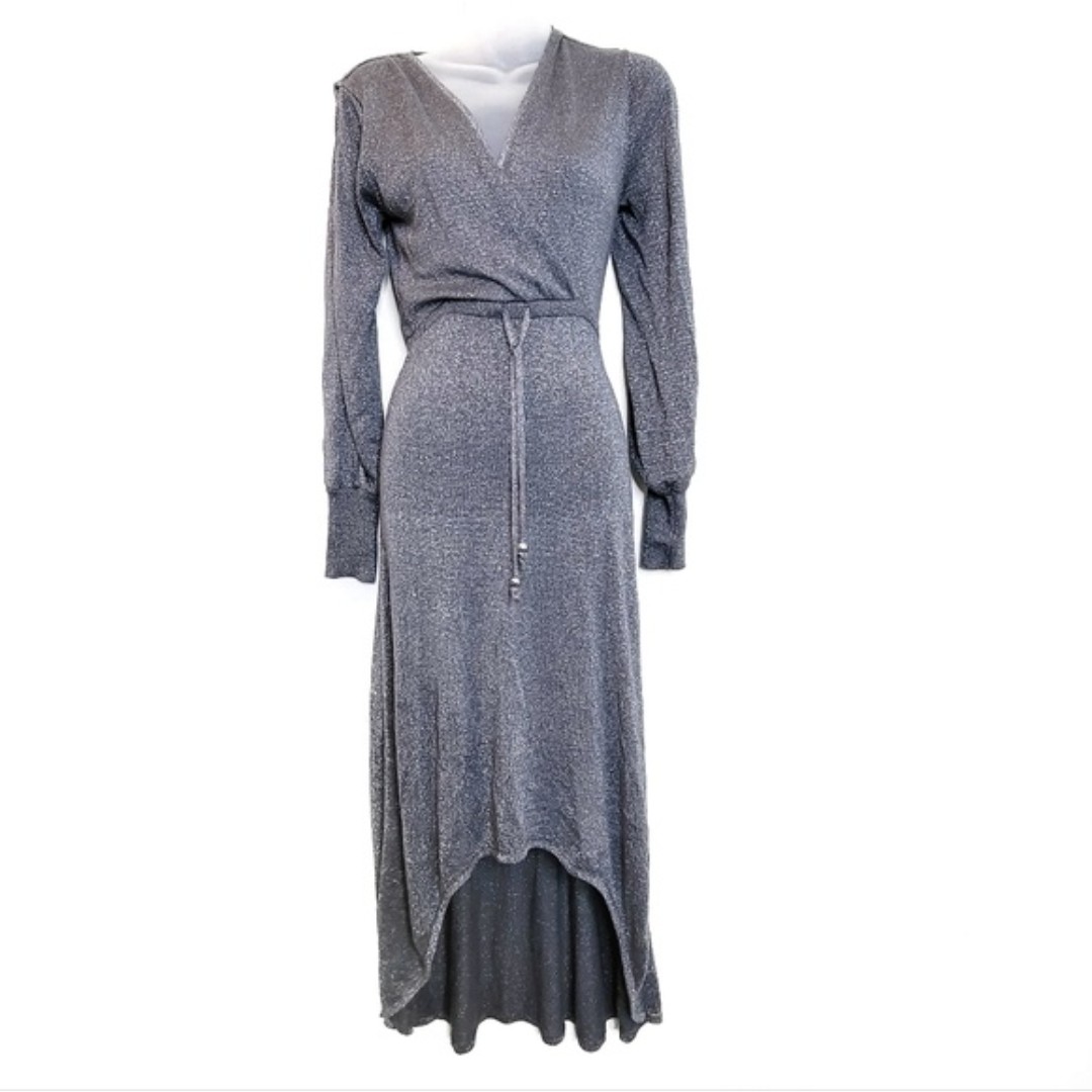 Vertigo Melinda Silver Metallic High-Low Dress