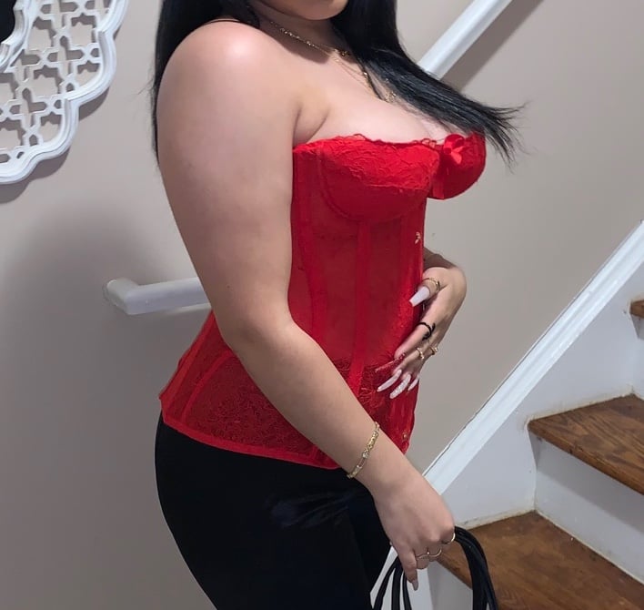 red corset top