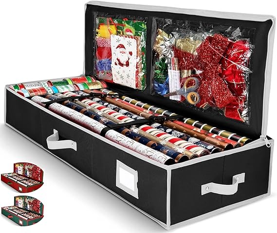 Wrapping Paper Organizer Storage for Christmas Gifts Fits 24 Rolls