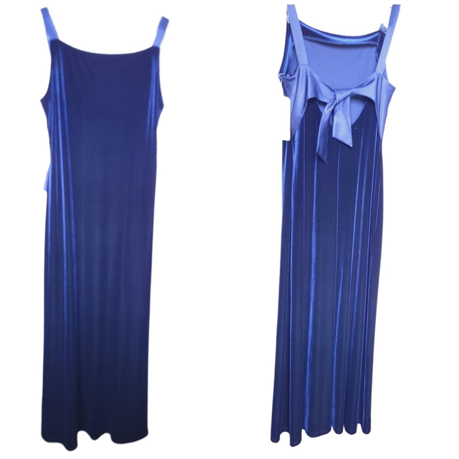 New Vintage Deadstock Sleeveless Velvet Long Dress Size 10 Navy Blue Dark Formal