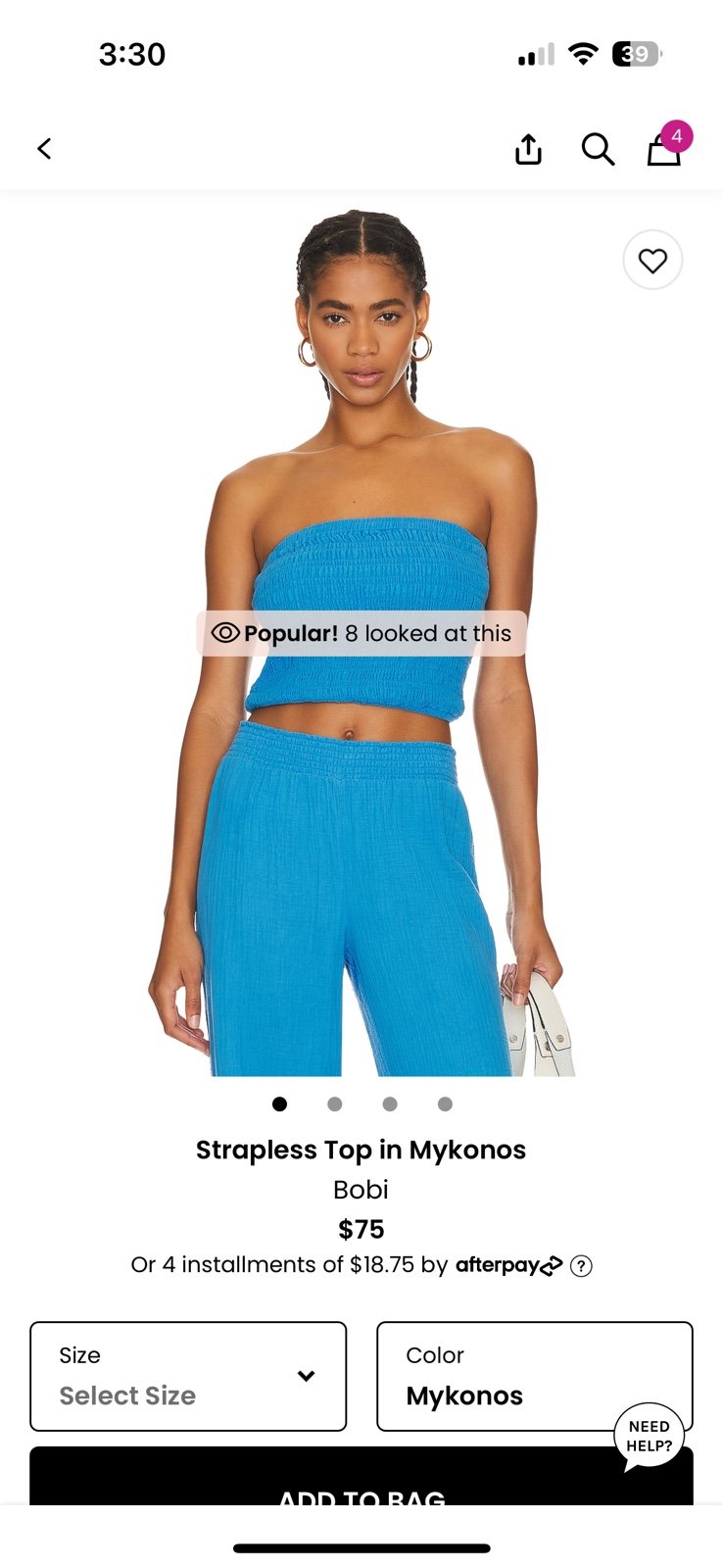 Revolve (Bobi) Flowy Pant and Strapless Top Set in Mykonos