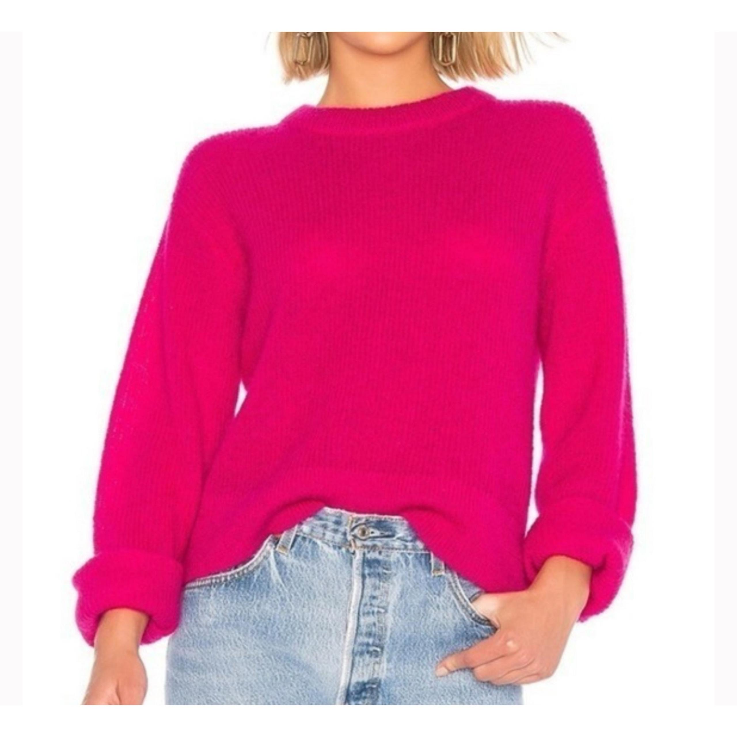A.L.C. Riva Mohair Wool Blend Crewneck Pullover Sweater Magenta Pink Soft S
