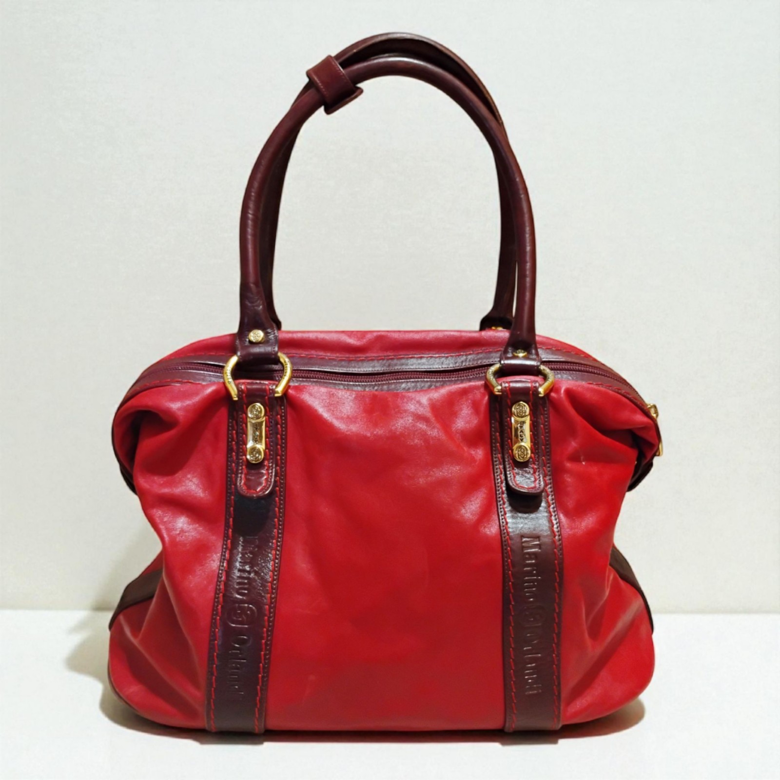 Rare Marino Orlandi Red Leather Handbag