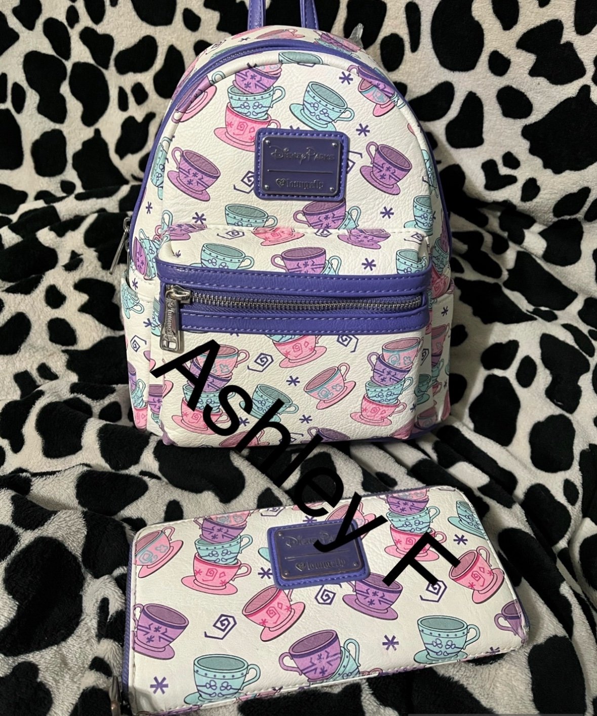 Tea cups Alice in wonderland last loungefly disney parks wallet & backpack set