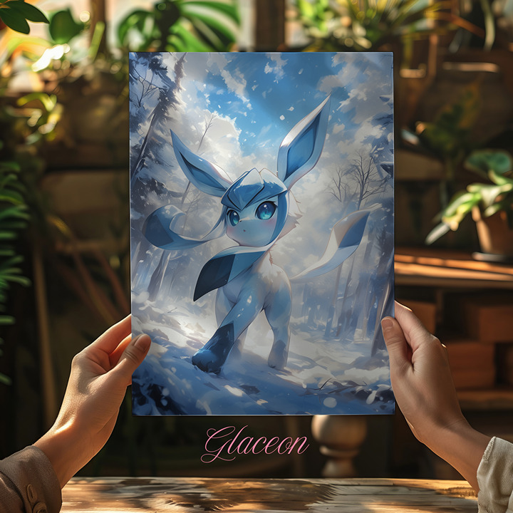 Pokémon Glaceon Aluminum Art Print 8x10 Wall Decor