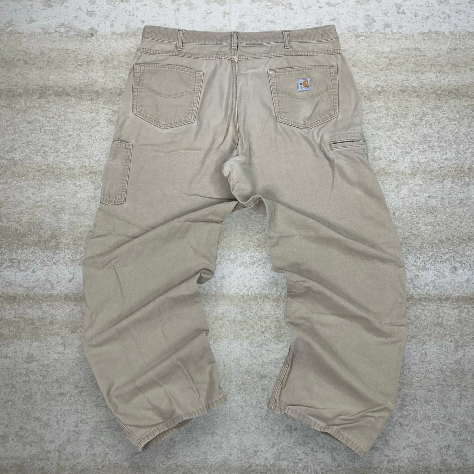 Vintage Carhartt Carpenter Pants Tan Canvas Baggy Wide Leg Dungarees Painter 90s