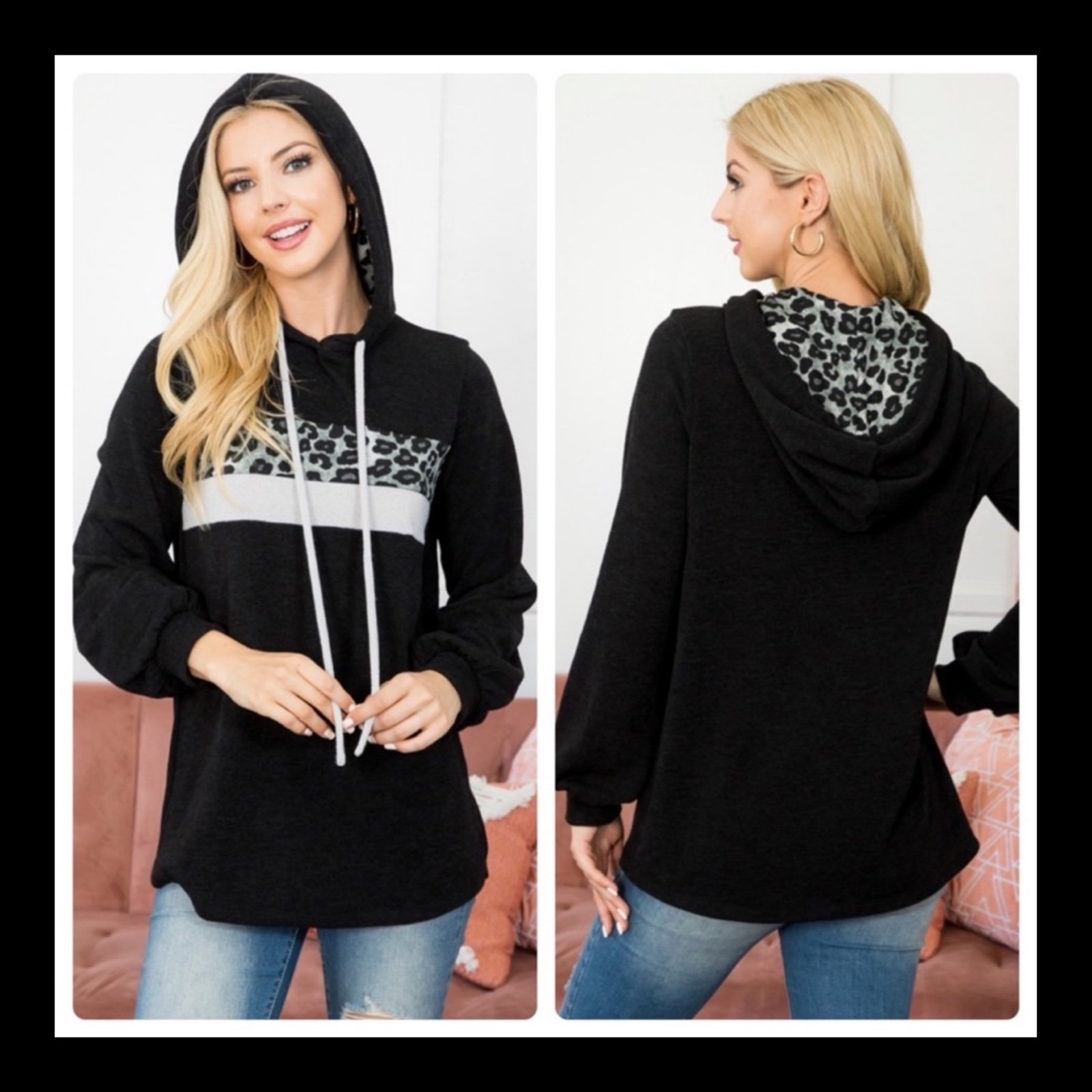 Hooded Leopard Print Top