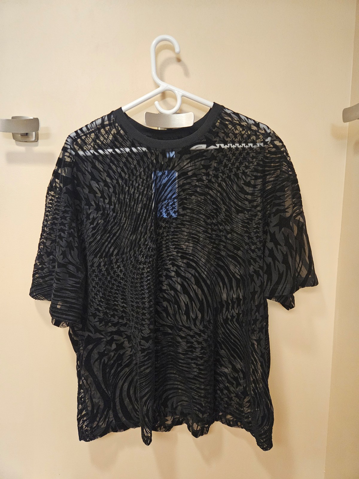 NWT H&M X MUGLER Man Unisex Swirling Star Stars Mesh T-shirt Size L