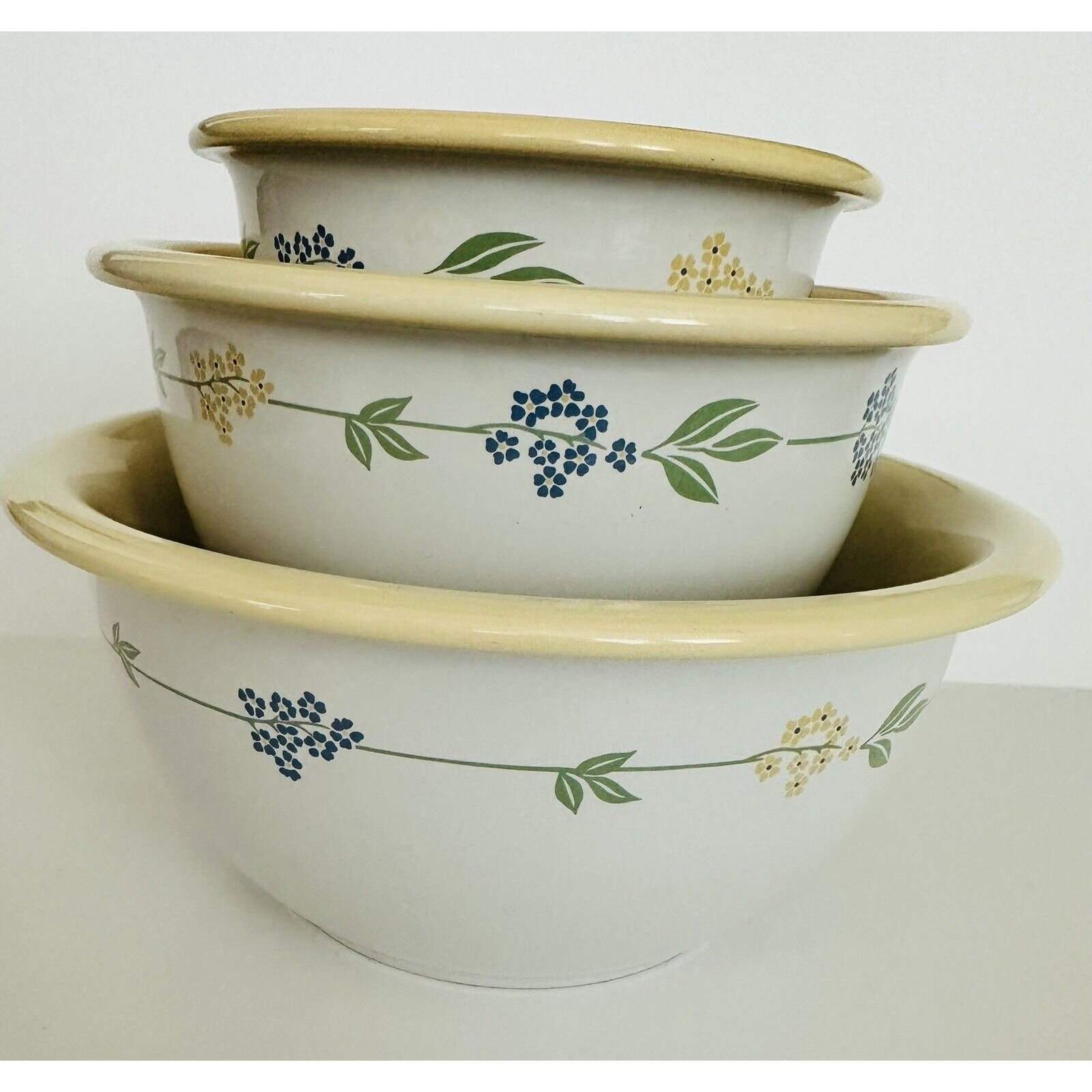 Secret garden by corelle corning stoneware nesting mixing bowls 1, 2, 3 qt