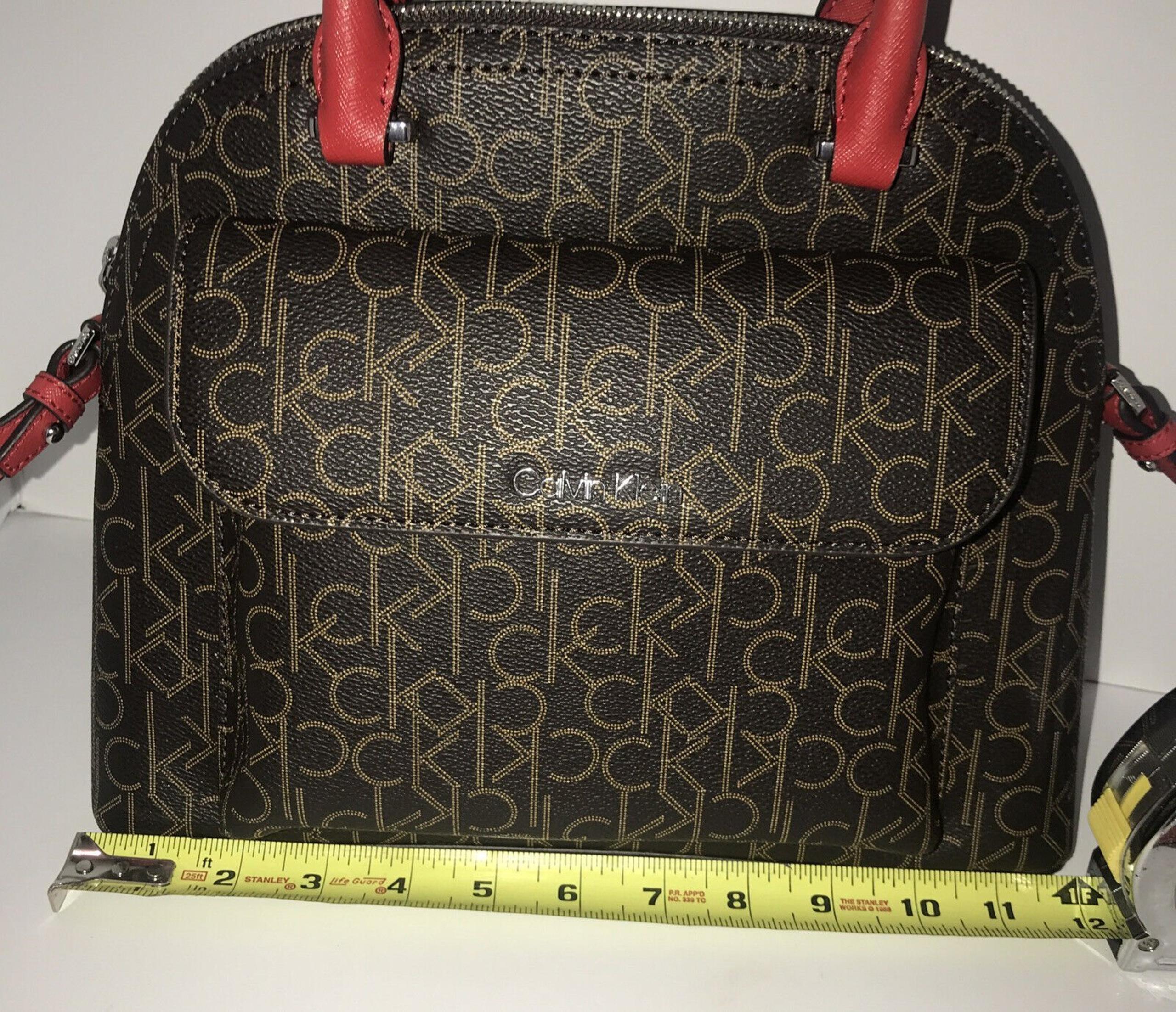 Calvin Klein Bag Signature Dome Satchel Crossbody Purse Size Preown