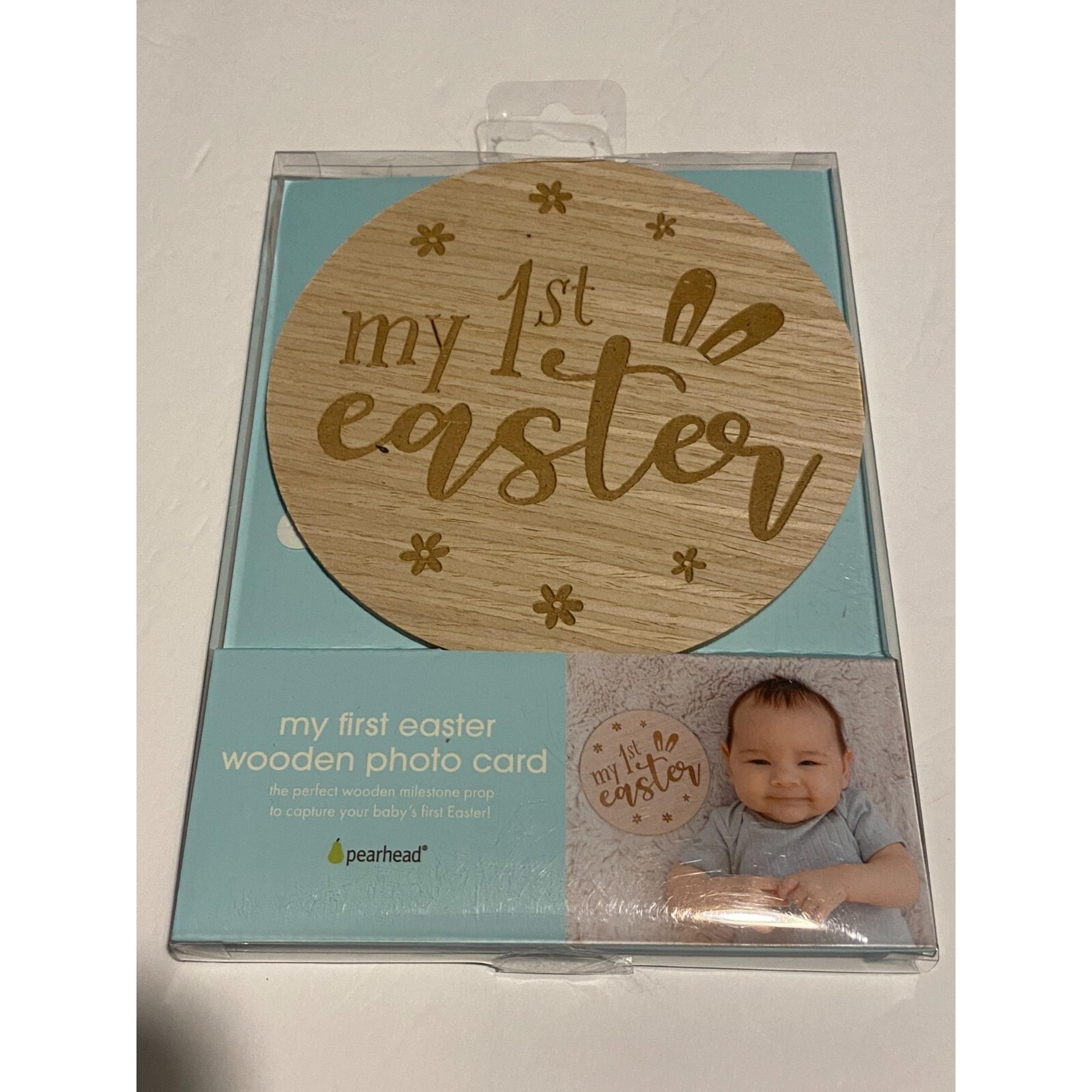 Wooden Photo Card - Natural Wood - Baby's First Easter Gift - Pearhead