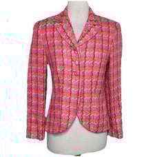 Zelda Women’s 6 Textured Blazer Pink Orange Cream Tweed Careerwear Colorful