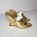 Schutz Aprill Womens Woven Gold leather Wedge Sandals Size 7.5