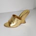 Schutz Aprill Womens Woven Gold leather Wedge Sandals Size 7.5