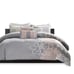 Madison Park Lola Queen Comforter shams skirt pillows Set Grey/Pink/White NEW