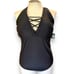 New Torrid 0 (0X size 12) Black Lace Up Busty Padded One Piece Wireless Swimsuit
