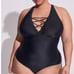 New Torrid 0 (0X size 12) Black Lace Up Busty Padded One Piece Wireless Swimsuit