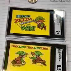 Lot of 2 - 1989 Topps Nintendo Zelda Stickers, SGC 8.5 and SGC 9!