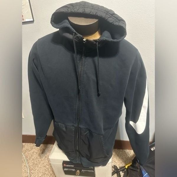 Nike Mens XL All Black Full ZIP Hoodie