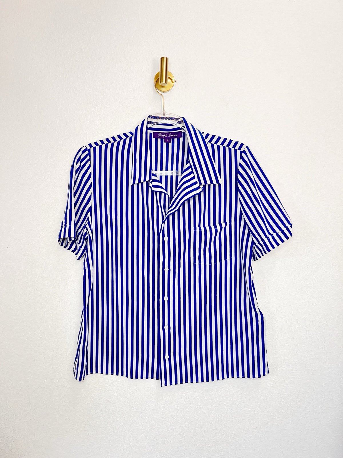 Ralph Lauren Purple Label 100% Silk Striped Top Size 10