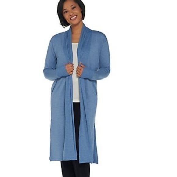 MaxSport Cerulean Baby Blue Two Pocket cardigan Heavyweight Coatigan Size Small