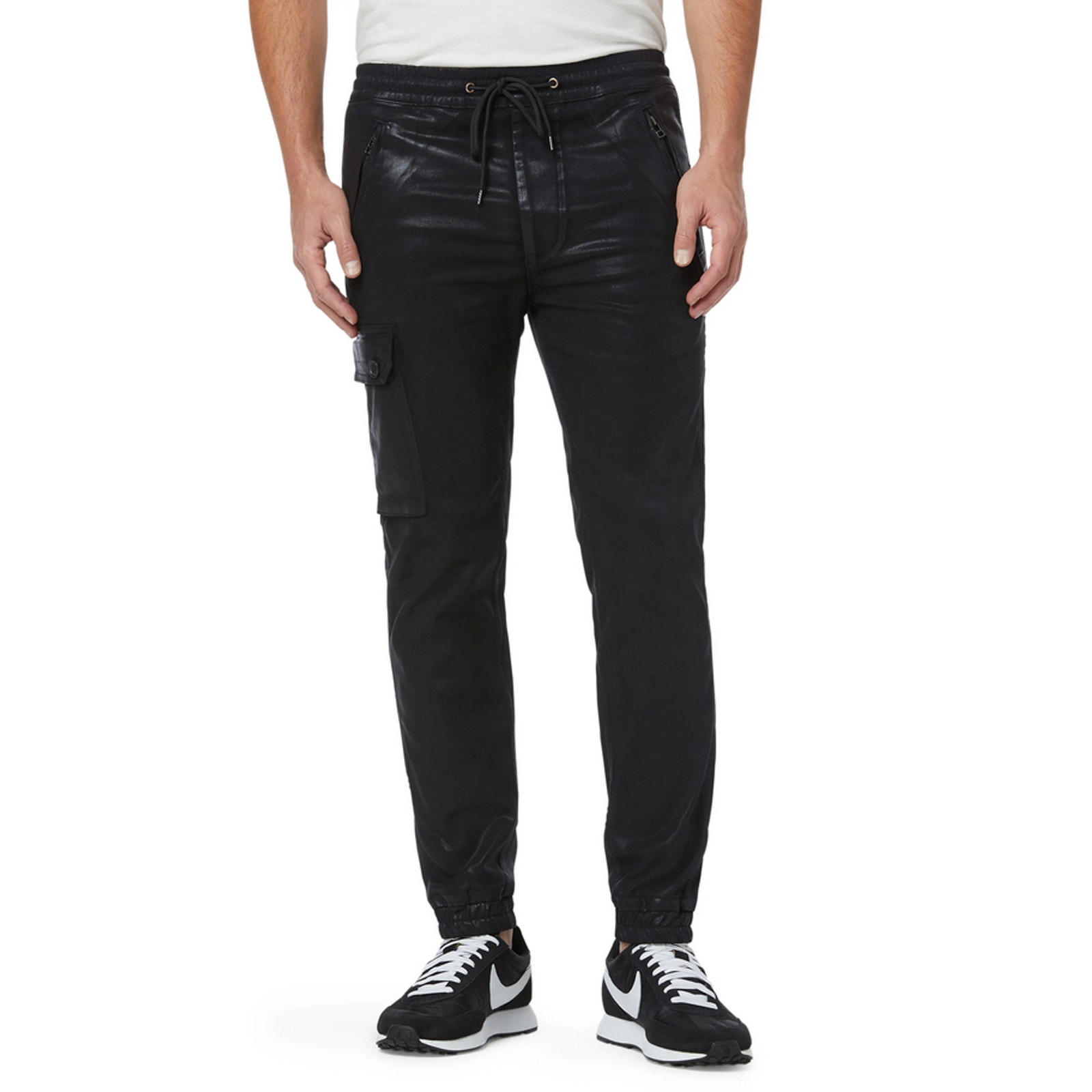 Joe's Drop Yoke Sateen Coated Cargo Joggers Black Size L
