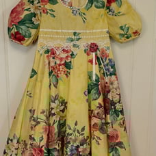 Vintage Bonnie Jean Dress Size 10 Floral Print 90s Cottage Core Yellow