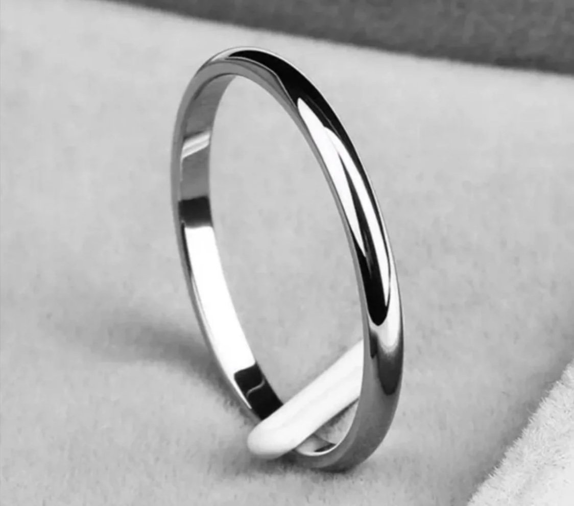 Silver Stainless Steel Stackable Band ring Size 6