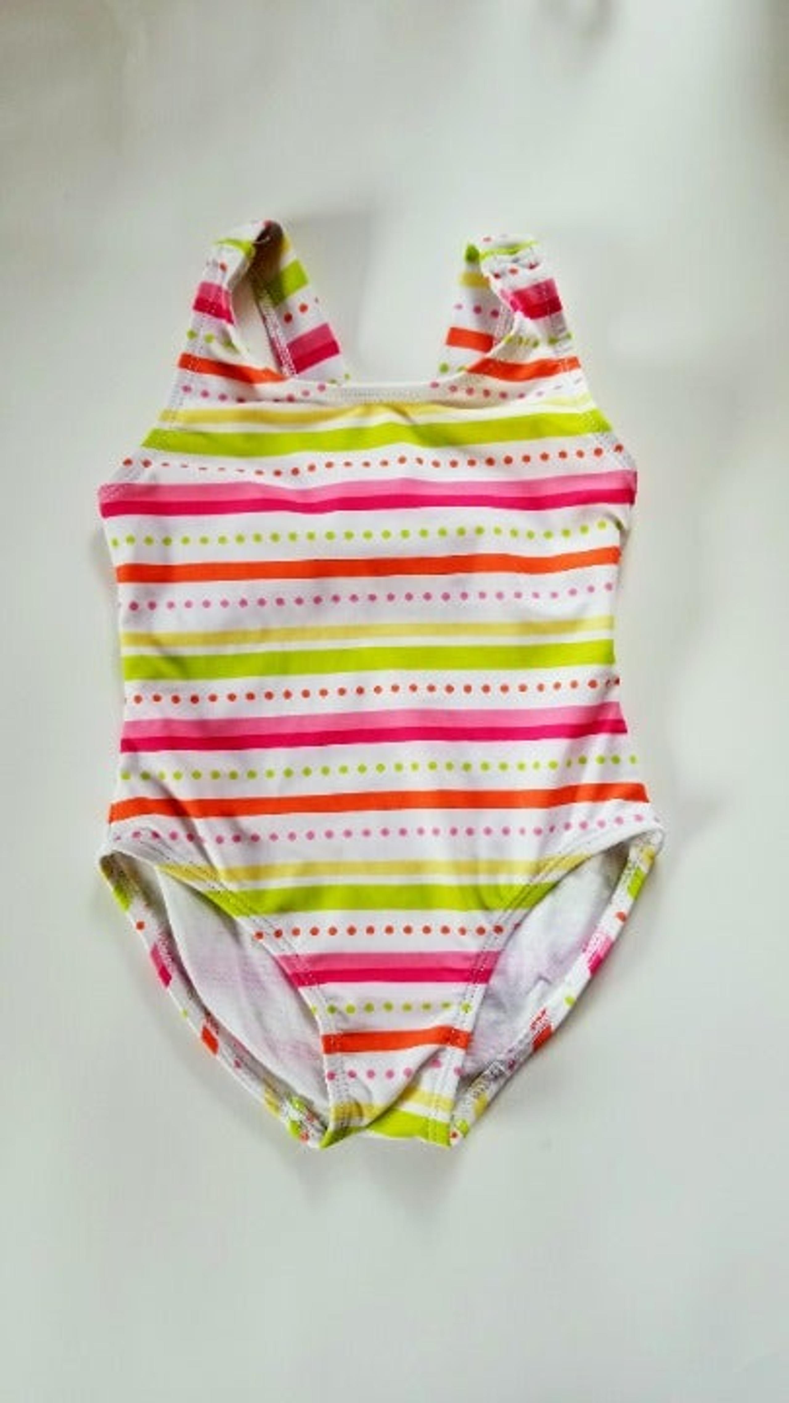 Gymboree 1 Piece Swimsuit Swimwear Multicolor Pink Bow Striped Dots Girls Size 3