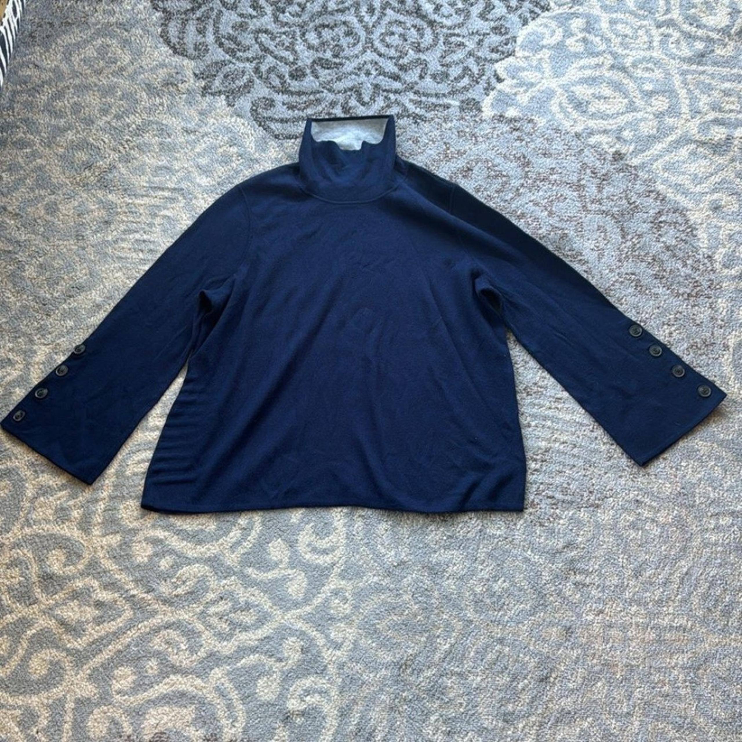 Belford Pima Cotton Button Detail Turtle Neck Navy XL