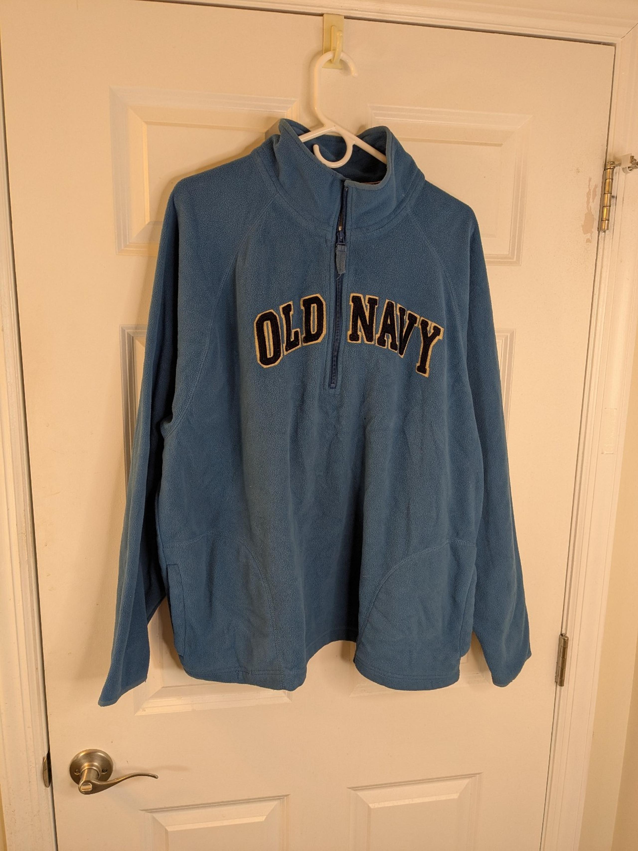 Old Navy, Men's 1/4 Zip Fleece Pullover, Blue, Size XXL