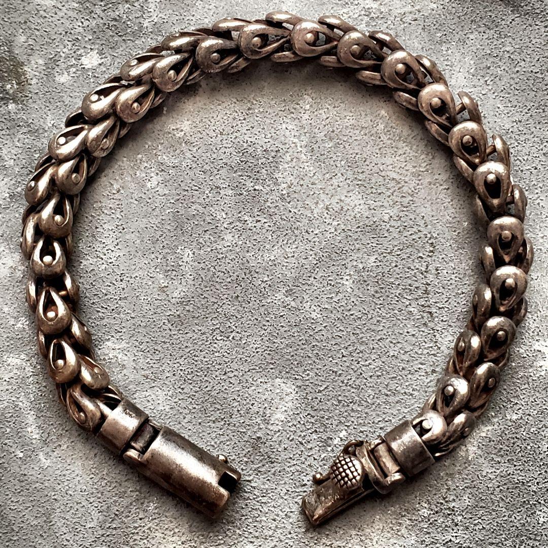 VINTAGE Silver Scale Chain 925 Bracelet