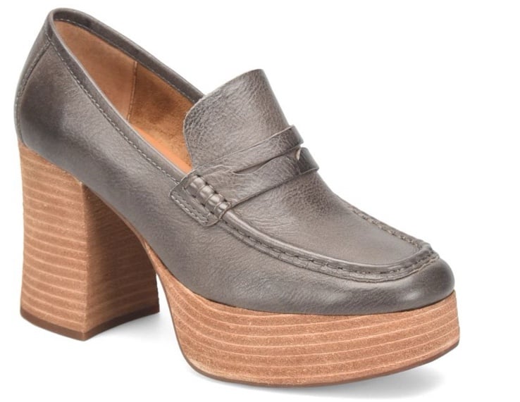 Kork-Ease Barbara Platform Penny Loafer Pump Grey Meteorite Size 8-8.5