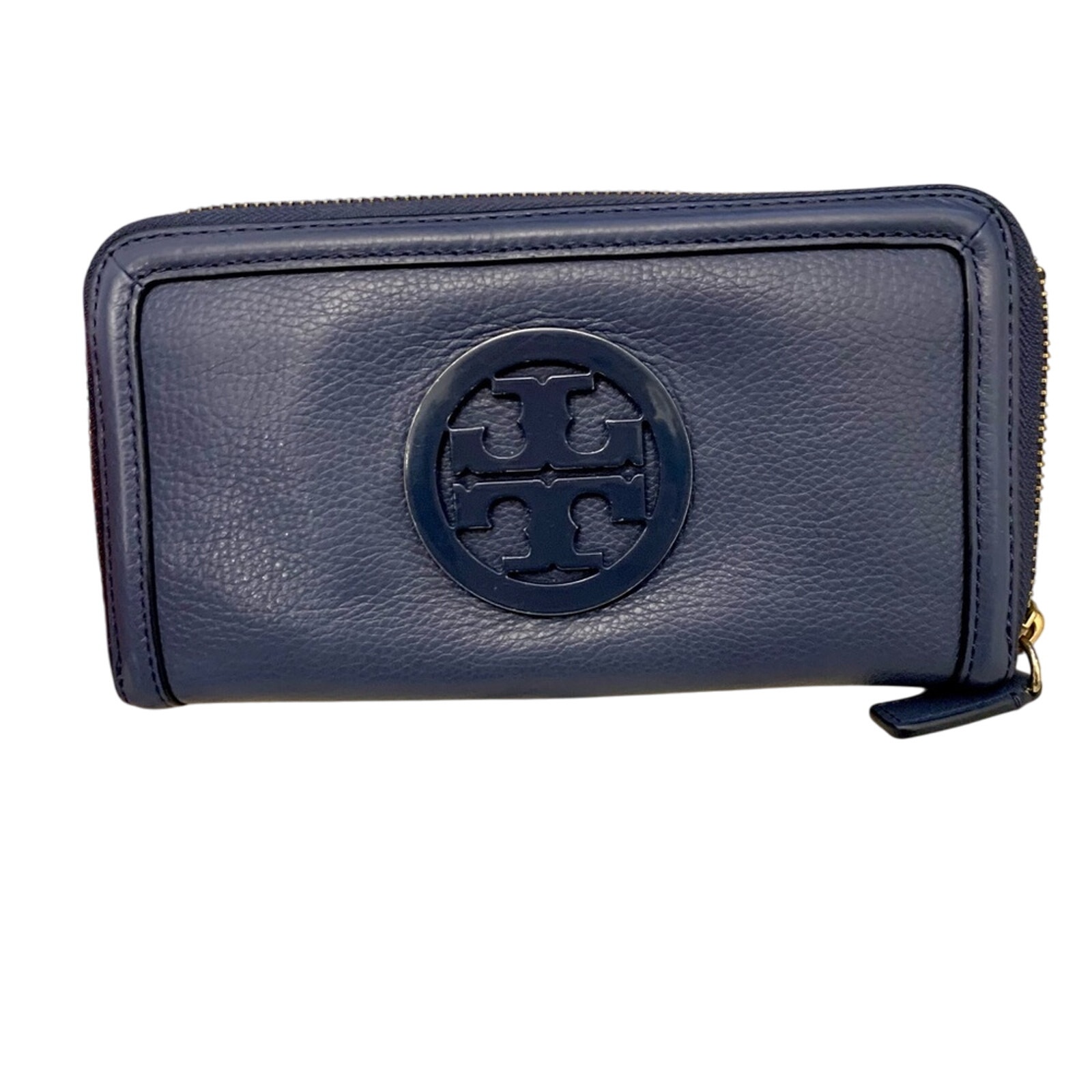 Tory Burch Navy Blue Continental Zip Up Amanda Wallet
