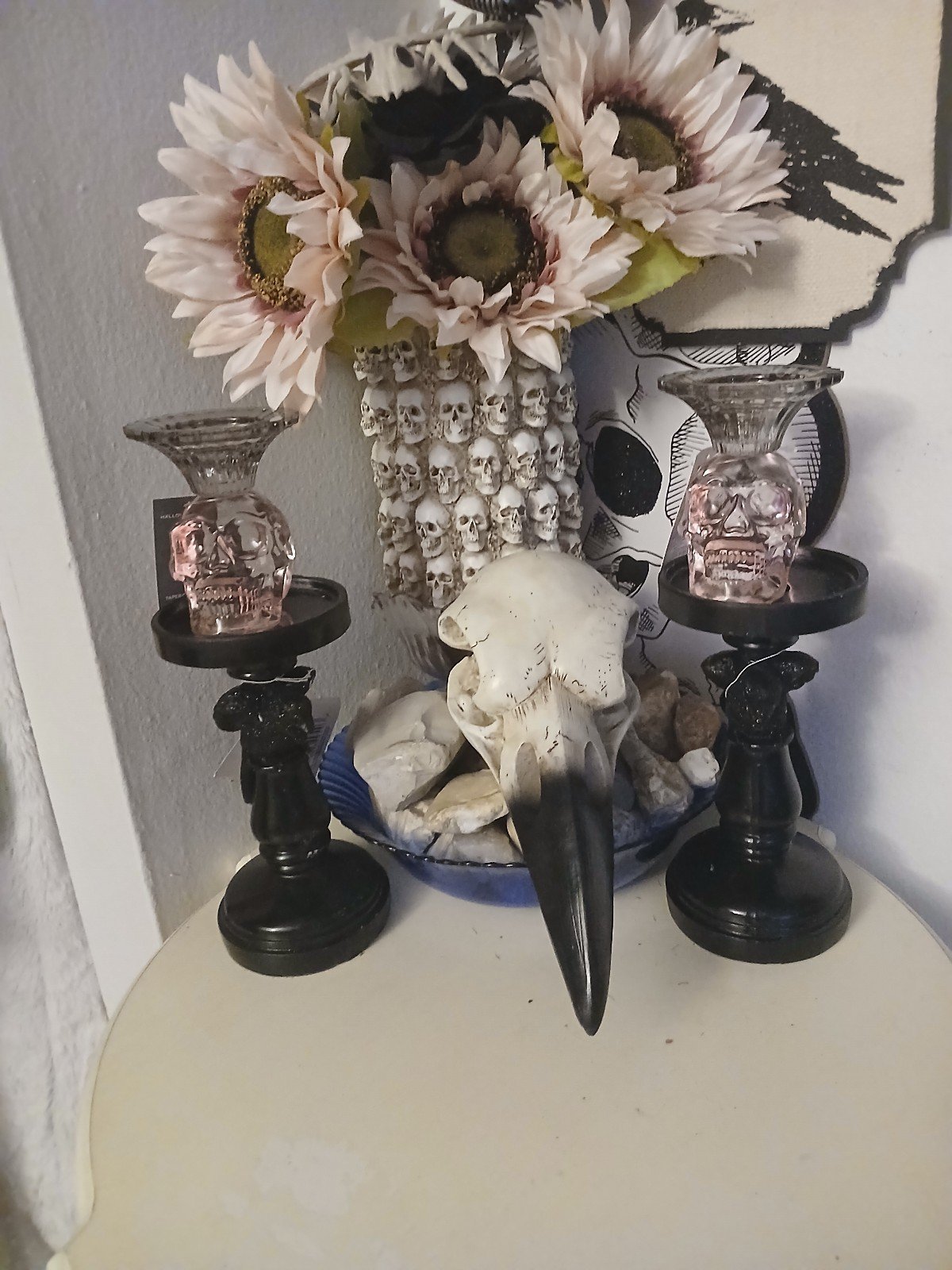 Crow and skull candle holder collection