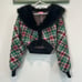 Sugar Thrillz Holiday Party Cardigan Sweater faux fur trim new size xs women’s