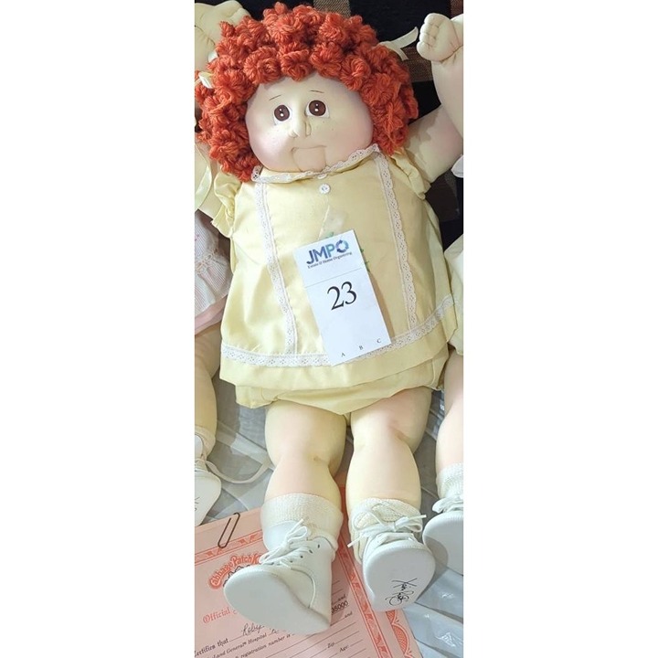 Toy Cabbage Patch Kids 1984 1985 Signed Shoe Soft Sculpture Dress Hair Curly Bir
