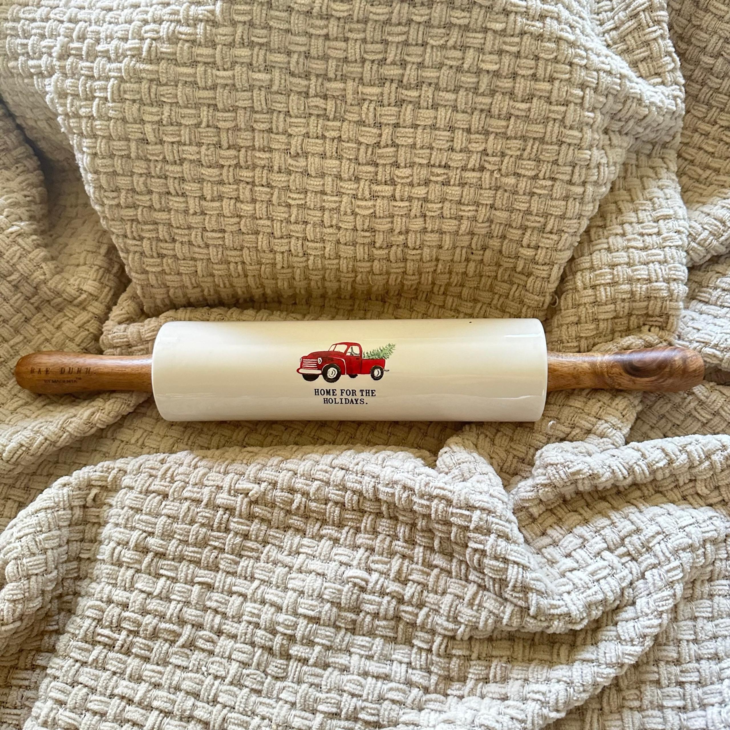 Rae Dunn Red Truck Home For the Holidays Rolling Pin for Christmas