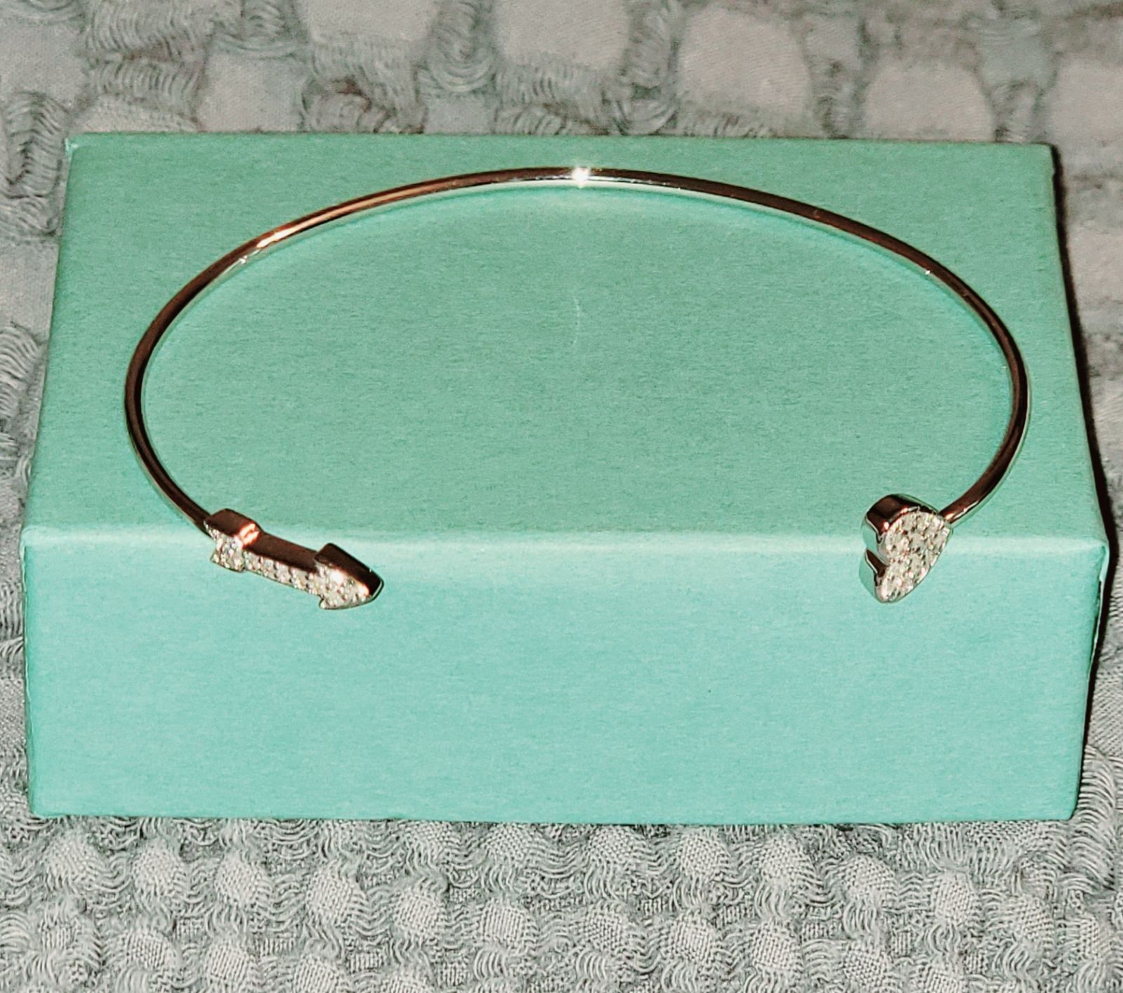 Silver Diamond Arrow Bangle Cuff
