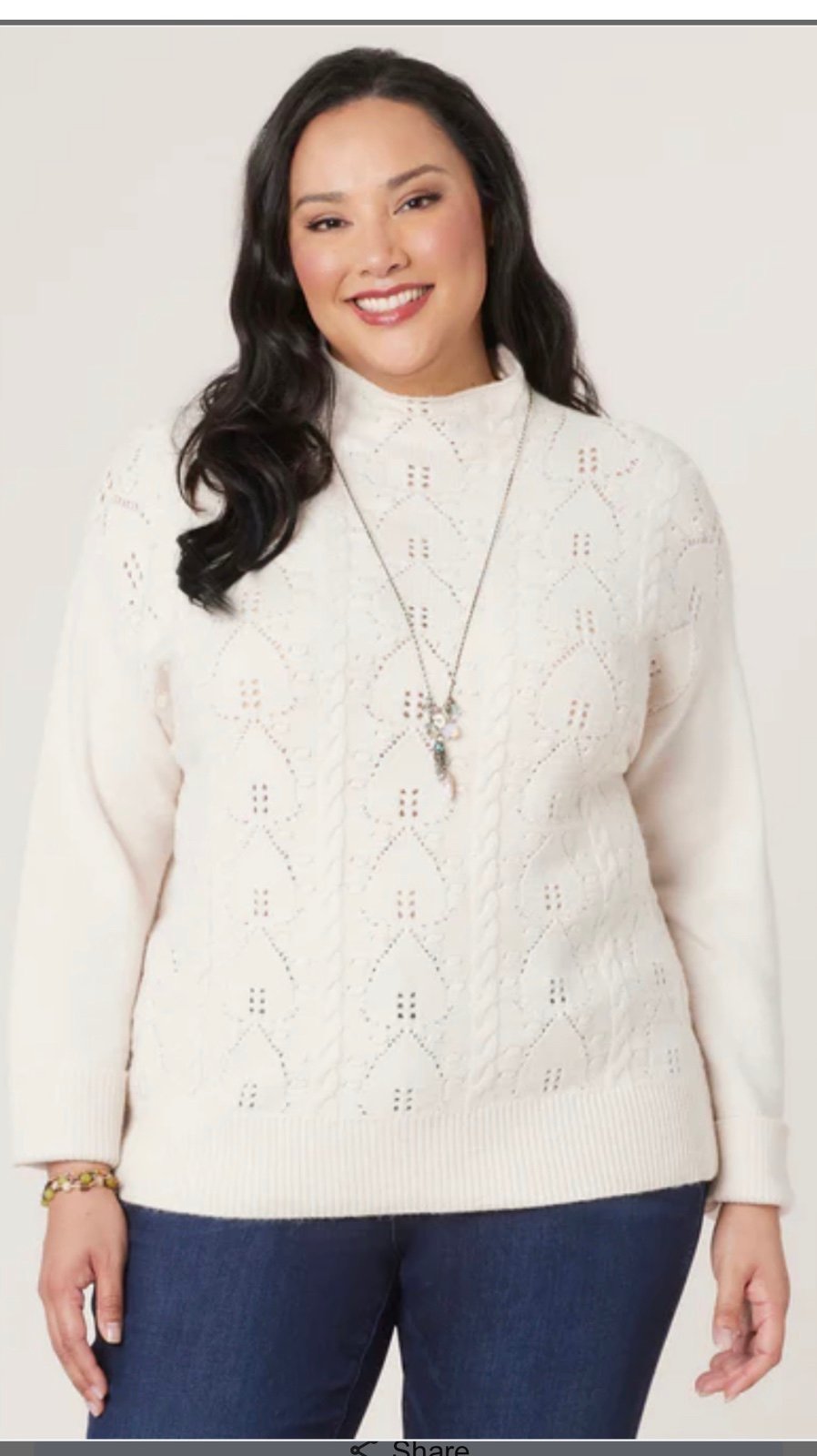 New Democracy long roll sleeves funnel neck popcorn stitch 2X